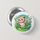 かわいらしいクマ走子 缶バッジ (正面&裏面)