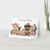 かわいらしいクリスマスめでたい犬猫ペット シーズンカード (正面)