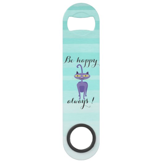 かわいらしいグラデーション猫 – いつも幸せになれ スピード栓抜き (正面)