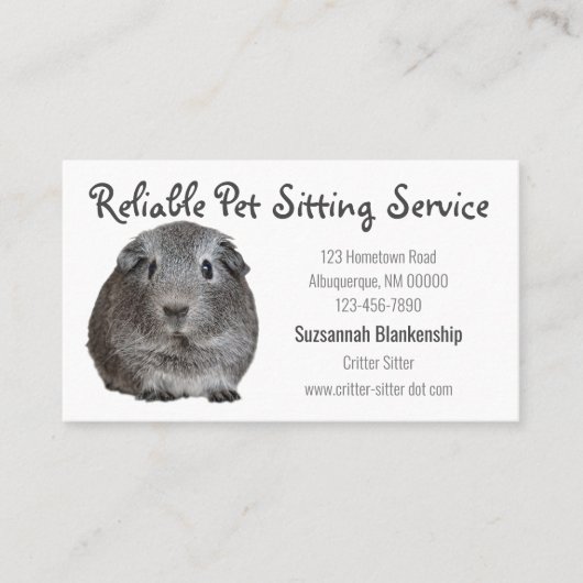 かわいらしいグレイ・ギニア豚の写真 名刺 (正面)