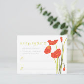 かわいらしいケシRSVPカード 出欠カード (スタンド正面)