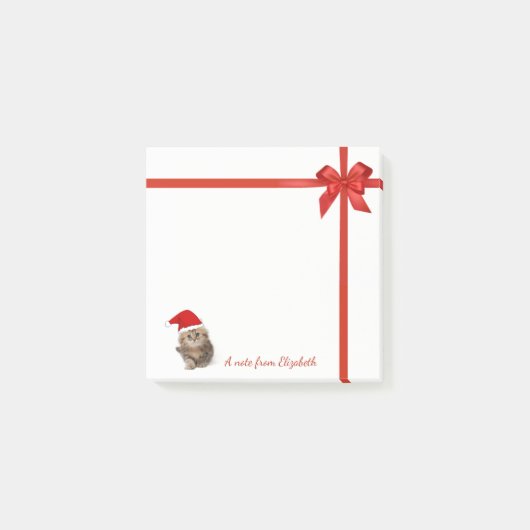 かわいらしいサンタ帽子の赤いパーソナライズされた弓 ポストイット (正面)