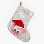 かわいらしいサンタ帽子の《写真》ぼけ味 ラージクリスマスストッキング (正面 (吊り時))