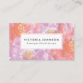 かわいらしいシャクヤク|の水彩画の花 名刺