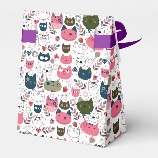 かわいらしいシームレスな猫柄お気に入りボックス フェイバーボックス (裏面サイド)