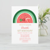 かわいらしいスイカ1歳の誕生日パーティー 招待状 (スタンド正面)