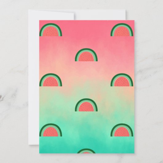 かわいらしいスイカ1歳の誕生日パーティー 招待状 (裏面)