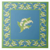 かわいらしいセラミックタイル: 青い谷のユリ タイル (正面)