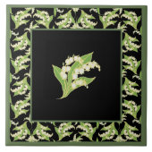 かわいらしいセラミックタイル: 黒い谷のユリ タイル (正面)