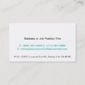 かわいらしいターコイズのペイズリーパターン女の子のテレホンカード 名刺 (裏面)