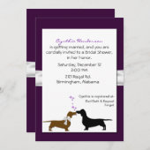 かわいらしいダックスフントのブライダルシャワーの招待状 招待状 (正面/裏面)