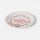 かわいらしいチュチュのバレリーナのピンクの金ゴールドのバレエ ペーパープレート (アングル)