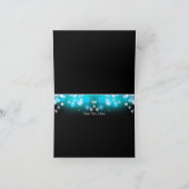 かわいらしいティール(緑がかった色)の弓及び輝きのサンキューカード サンキューカード (内部)