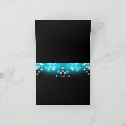 かわいらしいティール（緑がかった色）の弓及び輝きのサンキューカード サンキューカード (内部)