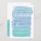 かわいらしいティール（緑がかった色）の水彩画のバチェロレッテの招待 招待状 (正面/裏面)