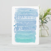 かわいらしいティール（緑がかった色）の水彩画のバチェロレッテの招待 招待状 (スタンド正面)