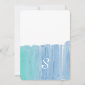 かわいらしいティール（緑がかった色）の水彩画のバチェロレッテの招待 招待状 (裏面)