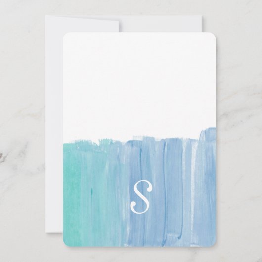 かわいらしいティール（緑がかった色）の水彩画のバチェロレッテの招待 招待状 (裏面)