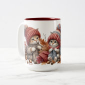 かわいらしいニットの子猫セラミックマグカップ ツートーンマグカップ (正面左)