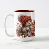 かわいらしいニットの子猫セラミックマグカップ ツートーンマグカップ (左)