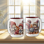 かわいらしいニットの子猫セラミックマグカップ ツートーンマグカップ