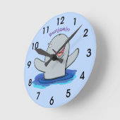 かわいらしいハッピーポープの漫画イラストレーション ラウンド壁時計 (傾斜)