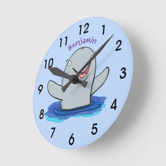 かわいらしいハッピーポープの漫画イラストレーション ラウンド壁時計 (傾斜)