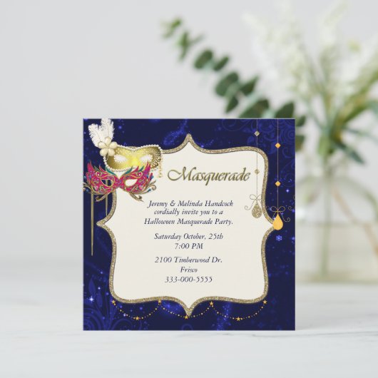 かわいらしいハロウィンの仮面舞踏会のパーティの招待状 招待状 (スタンド正面)