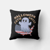 かわいらしいハロウィーンかわいい不気味幽霊おもしろい、 クッション (裏面)