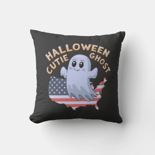 かわいらしいハロウィーンかわいい不気味幽霊おもしろい、 クッション (正面)
