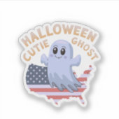 かわいらしいハロウィーンかわいい不気味幽霊おもしろい、 シール (正面)