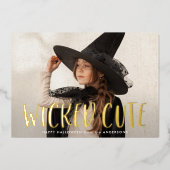 かわいらしいハロウィーンの写真 箔シーズンカード (正面)