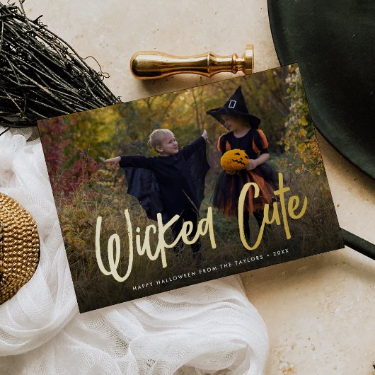 かわいらしいハロウィーンの写真 箔シーズンカード