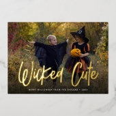 かわいらしいハロウィーンの写真 箔シーズンカード (正面)