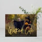 かわいらしいハロウィーンの写真 箔シーズンカード (立ち正面)