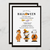 かわいらしいハロウィーンの子供服パーティー 招待状 (正面/裏面)