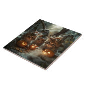 かわいらしいハロウィーンキテンスとカボチャ タイル (側面)