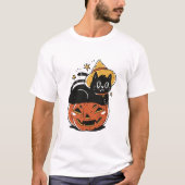 かわいらしいハロウィーン猫 Tシャツ (正面)