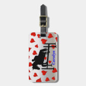 かわいらしいハンターのジャンパーの馬及びライダー ラゲッジタグ (正面縦)