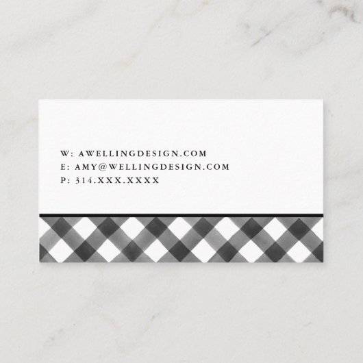 かわいらしいバッファローの点検の黒く及び白い格子縞のシンプル及び 名刺 (裏面)