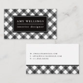 かわいらしいバッファローの点検の黒く及び白い格子縞のシンプル及び 名刺 (正面/裏面)