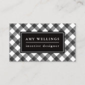 かわいらしいバッファローの点検の黒く及び白い格子縞のシンプル及び 名刺 (正面)
