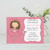 かわいらしいバレリーナの女の子の誕生日の招待状 招待状 (スタンド正面)