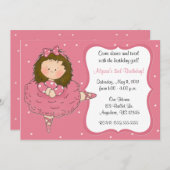 かわいらしいバレリーナの女の子の誕生日の招待状 招待状 (正面/裏面)