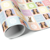 かわいらしいパステルの花の第21誕生日の写真テンプレート ラッピングペーパー (ロールコーナー)