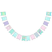 かわいらしいパステルユニコーンの誕生日の旗の旗