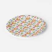 かわいらしいパステル調のずるい花パターン ペーパープレート (アングル)