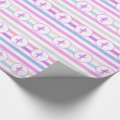 かわいらしいパステル調の横のストライプなバレリーナのダンサー ラッピングペーパー (角)