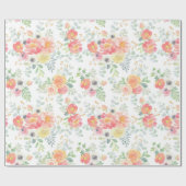 かわいらしいパステル調の水彩画の花柄 ラッピングペーパー (フラット)