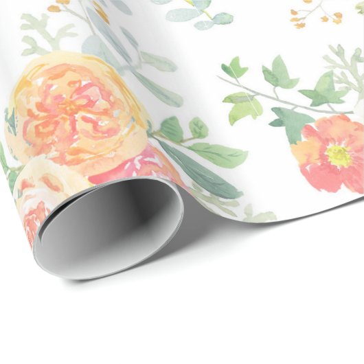 かわいらしいパステル調の水彩画の花柄 ラッピングペーパー (ロールコーナー)